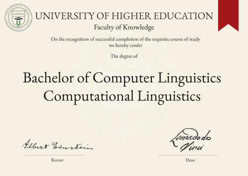 Bachelor of Computer Linguistics Computational Linguistics (BCL Computational Linguistics) program/course/degree certificate example