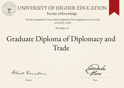 Graduate Diploma of Diplomacy and Trade (GradDipDipTrade) program/course/degree certificate example