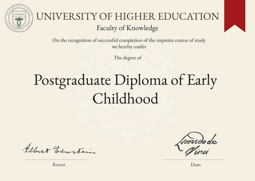 Postgraduate Diploma of Early Childhood (PGDECE) program/course/degree certificate example