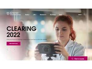 Abertay University's official website homepage screenshot