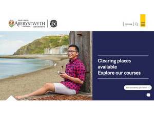 Aberystwyth University's official website homepage screenshot