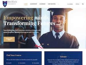 Abia State University's official website homepage screenshot