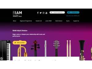 Acadamh Ceoil Ríoga na hÉireann's official website homepage screenshot