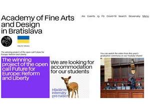 Academy of Fine Arts and Design in Bratislava's official website homepage screenshot