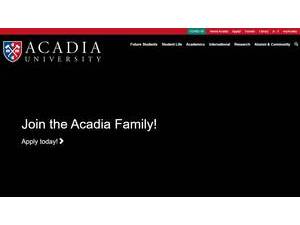 Acadia University's official website homepage screenshot