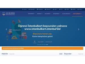 Acibadem University's official website homepage screenshot