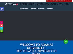 Adamas University's official website homepage screenshot
