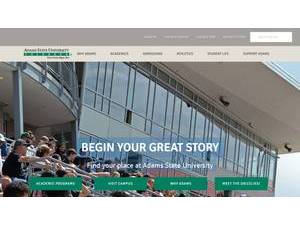 Adams State University's official website homepage screenshot