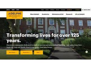 Adelphi University's official website homepage screenshot