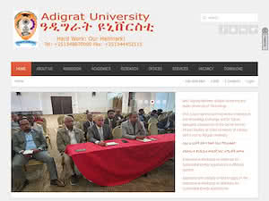 Adigrat University's official website homepage screenshot
