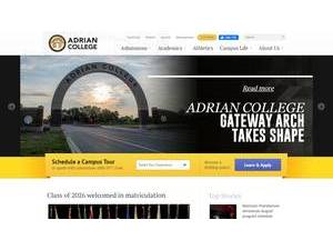 Adrian College's official website homepage screenshot