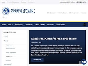 Adventist University of Central Africa's official website homepage screenshot