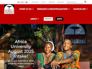Africa University's official website homepage screenshot