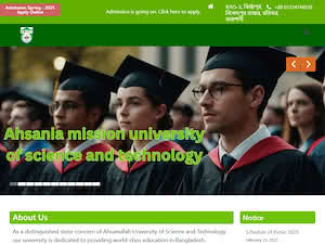 Ahsania Mission University of Science and Technology's official website homepage screenshot