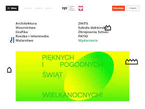 Akademia Sztuk Pięknych w Gdańsku's official website homepage screenshot