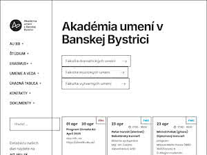 Akadémia umení v Banskej Bystrici's official website homepage screenshot
