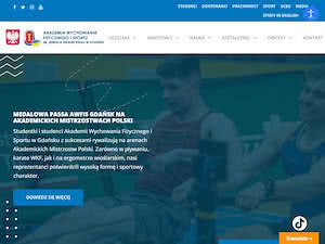 Akademia Wychowania Fizycznego i Sportu im. Jędrzeja Śniadeckiego's official website homepage screenshot