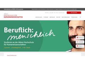 Akkon Hochschule für Humanwissenschaften's official website homepage screenshot