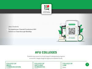 Al Falah University's official website homepage screenshot