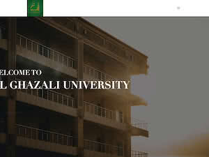 Al-Ghazali University's official website homepage screenshot