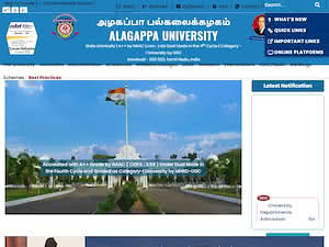 Alagappa University's official website homepage screenshot