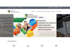 Alanya University's official website homepage screenshot