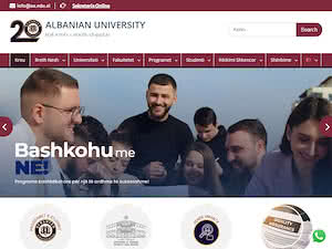 Albanian University's official website homepage screenshot