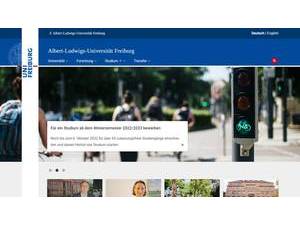 Albert Ludwig University of Freiburg's official website homepage screenshot