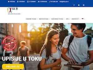 Alfa BK Univerzitet's official website homepage screenshot