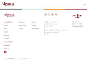 Algoma University's official website homepage screenshot