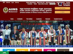 All India Institute of Medical Sciences Bhubaneswar's official website homepage screenshot