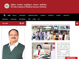 All India Institute of Medical Sciences Rishikesh's official website homepage screenshot
