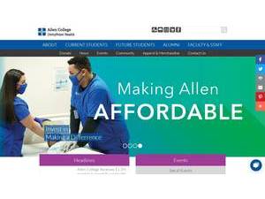 Allen College's official website homepage screenshot
