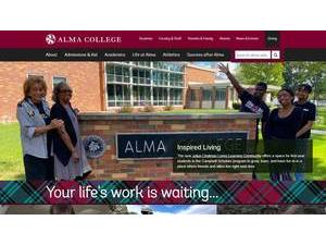 Alma College's official website homepage screenshot