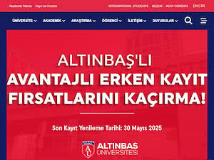 Altinbaş Üniversitesi's official website homepage screenshot