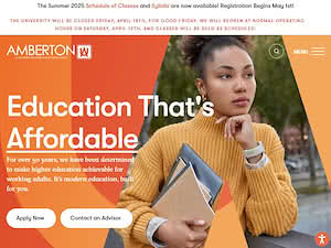 Amberton University's official website homepage screenshot