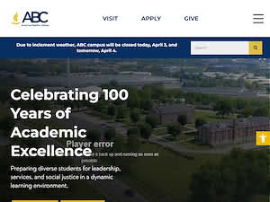 American Baptist College's official website homepage screenshot
