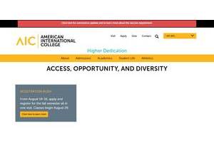American International College's official website homepage screenshot