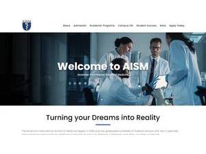 American International School of Medicine's official website homepage screenshot