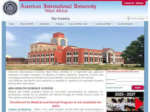 American International University West Africa's official website homepage screenshot