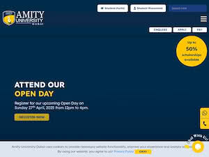 Amity University Dubai's official website homepage screenshot