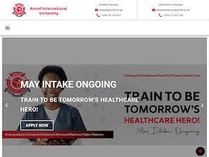 Amref International University's official website homepage screenshot