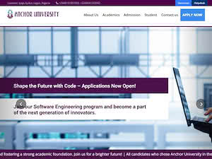 Anchor University, Lagos's official website homepage screenshot