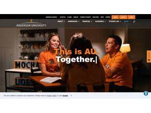 Anderson University, Indiana's official website homepage screenshot