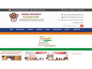 Andhra University's official website homepage screenshot