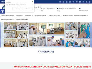 Andijan State Medical Institute's official website homepage screenshot