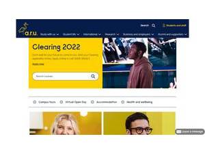 Anglia Ruskin University's official website homepage screenshot