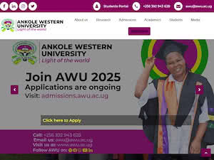 Ankole Western University's official website homepage screenshot