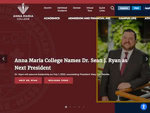 Anna Maria College's official website homepage screenshot