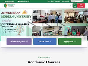 Anwer Khan Modern University's official website homepage screenshot